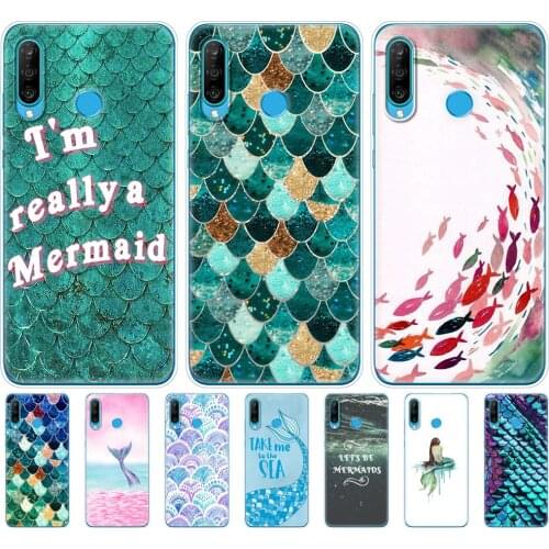 Silicon Case For HONOR 20 lite view 30 v 30 pro plus Cover For huawei honor 20S 9A 9C 9S 9X Premium 7s 8a Case Mermaid fish