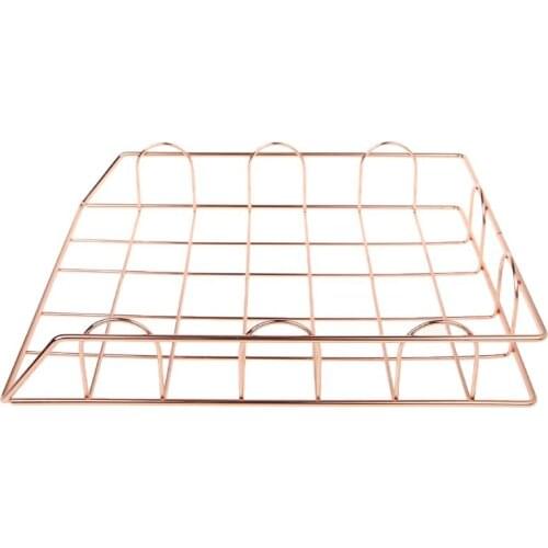 Folding Wrought Iron Letter Magazine Newspaper Holder Storage Rack File Tray for Office Desk Organizer Supplies