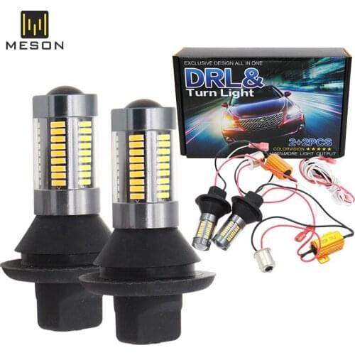 1156 BAU15S BA15S led T20 7440 4014 T25 66SMD DRL white turn yellow Turn Signal Light Error Free Canbus with Resistor