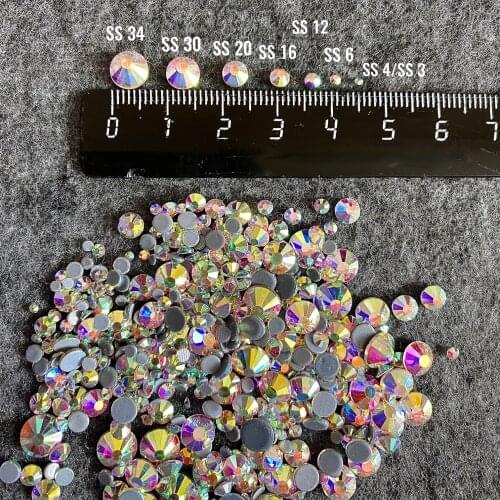 SW Strass Bling Best Crystal AB Clear Iron On Rhinestone FlatBack 16 Cut Facets стразы Hot Fix Rhinestones Garment Decoration