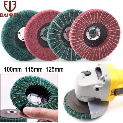 100/115/125mm Nylon Fiber Flap Polishing Wheel Angle Grinder Disc Non-woven Scouring Pad Buffing Wheels for Metal Finishing