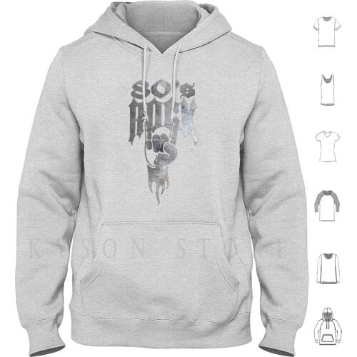 80s Vintage Rock Hand Horns Hoodies Long Sleeve Rock Roll Rack And Roll Hand Horn Music