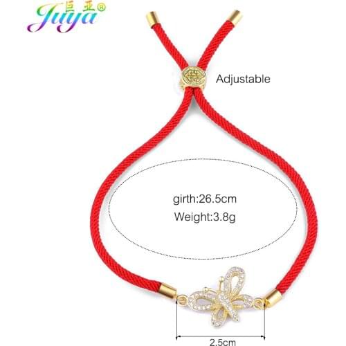 Women Butterfly Bracelet Supplies Micro Pave Zircon Gold//Rose Gold Butterfly Charms With Adjustable Rope Chain Bracelets