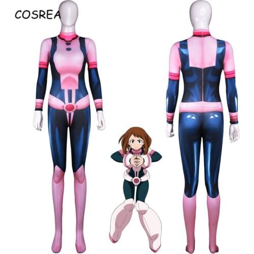 Women Kids Anime 3D Women My Hero Academia Boku no Hero Academia OCHACO URARAKA Cosplay Costume Zentai Bodysuit Suit Jumpsuits