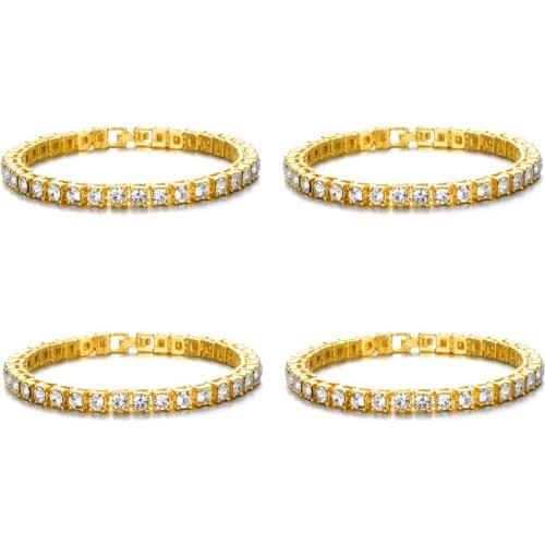 1/2/4/6/8pcs Hip Hop Jewelry Gold Bracelet Luxury 4mm CZ Tennis Bracelets Iced Out Chain Crystal Wedding Bracelet For Women Men