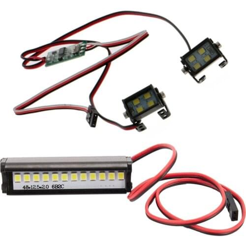 1Pcs Rc 12 Led Light Bar Metal Roof Lamp & 1 Pair Rc Model Led Headlights Spotlights For Traxxas Scx10