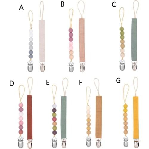 2 Pack Pacifier Clips Universal Sofy Braided Pacifier Holder & Silicone Beaded Binky Holder Teether Toy Leash Baby Shower Gift