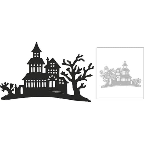 2020 New Halloween Building Castle House and Tree Silhouette Metal Cutting Dies For DIY Making Greeting Card Paper Scrapbooking