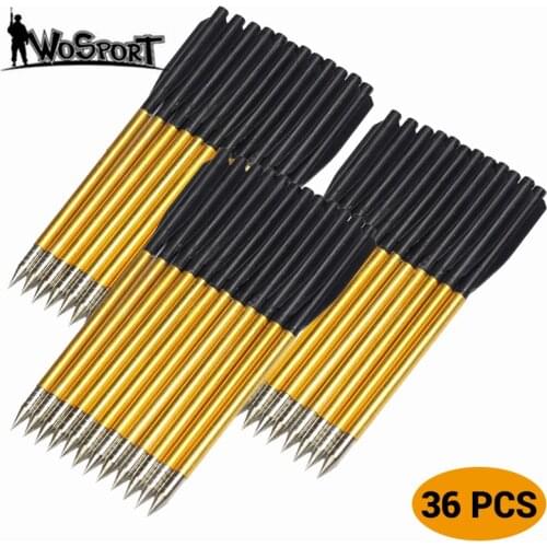 36 Pcs Golden Aluminum Archery Arrow 6.2 inch Broadheads Flecha For 50 lb/80 lb Crossbow Hunting Shooting Accurate Metal Arrows