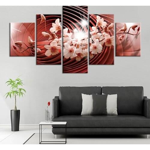 HD Prints Canvas Wall Artwork 5 Pieces Painting Posters Modular Pictures Flower Modern Home Decoration Living Room Framework