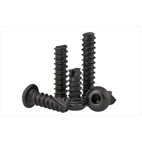 8.8 grade carbon steel Black round head hex socket tapping screw M2 M2.6 screw flat tail tapping screws