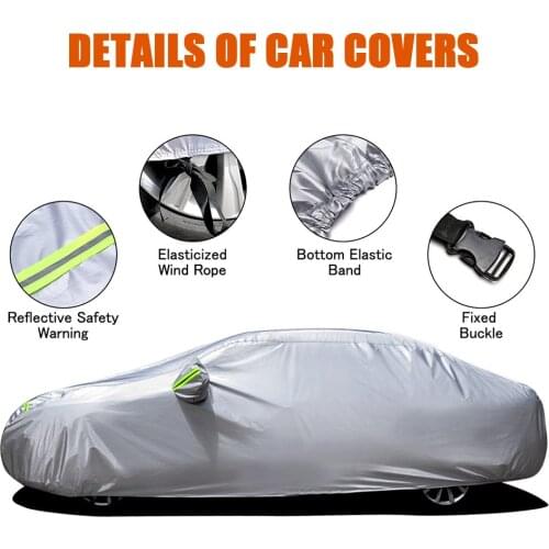 Car Covers Full Sedan Covers with 6 Reflective Strip Car Exterior Protection Dustproof Waterproof UV Scratch-Resistant Universal