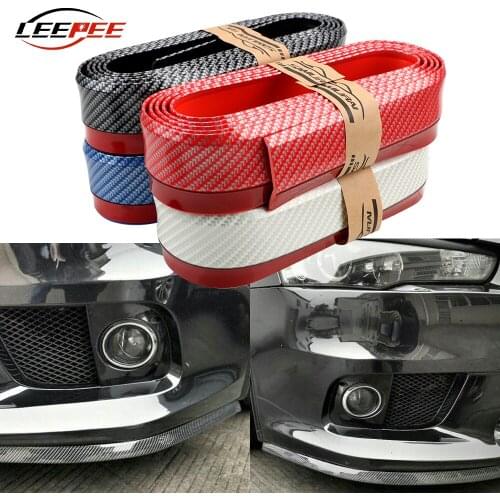 Car Stickers Front Rear Bumper Lip Strip Skirt Protectors Mouldings Kit Carbon Fiber Rubber Auto Accessories Decoration 2.5M