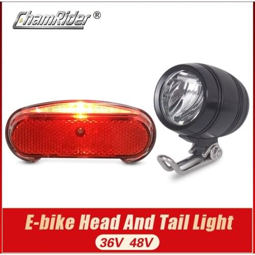 Free Shipping 36V 48V Compatible E-bike Headlight Taillight Set Front Light Rear Light set Headlamp Taillamp Set