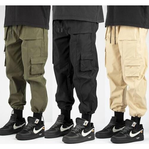 2021 Cargo Pants Men Casual Loose Multi-Pocket Overalls Mens Clothes Army Green Khaki Pants Man Trousers