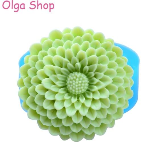 HYL048 35mm Chrysanthemum Flower Silicone Flexible Push Mold - Sugarcraft, Fondant, Cabochon, Candy, Resin Clay, Jewelry, Icing