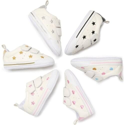 Spring and autumn new baby baby PU stars sports magic shoes boys and girls soft bottom baby non-slip shoes