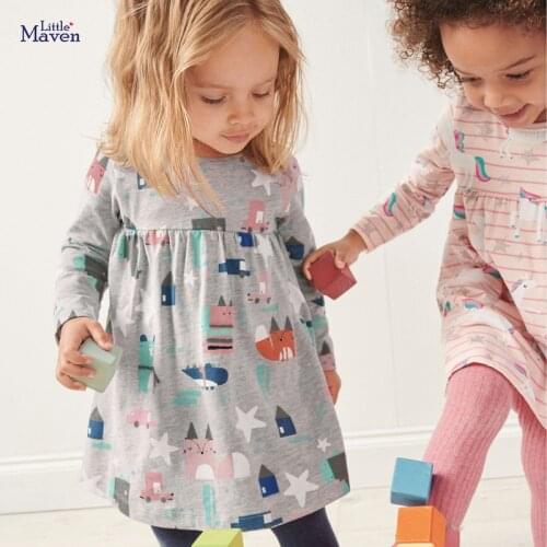 Little maven childrens wear autumn new European and American style girl dress cotton long sleeve dress