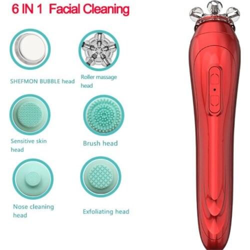 Home Use Iprettygeneo Facial Machine 3D Roller Face Cleansing Brush CO2 Bubble Skin Care Tool