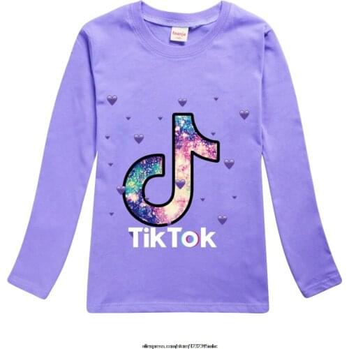Tik Tok Print Tshirt Boys Girls Cartoon 100% Cotton T Shirt Children Kids Autumn Long Sleeve T-Shirt Clothes