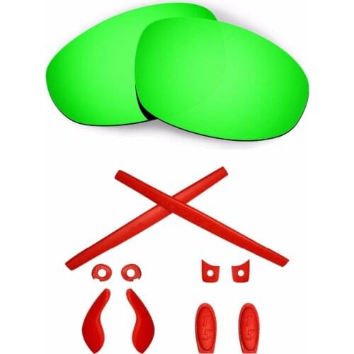 HKUCO For Juliet Green Polarized Replacement Lenses And Red Earsocks Rubber Kit Combined sale