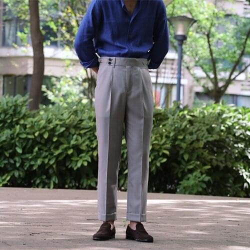 Custom Made Light Grey Pants Straight-Fit Trousers Mens/Bridegroom/Best Man Wedding/Evening Plain Front Pant KZ9