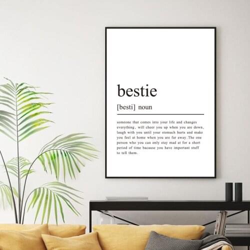 Bestie Definition Canvas Painting Best Friend Gift Black White Modern Minimalist Art Print Wall Picture Nordic Poster Home Decor