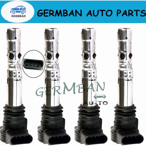 4pcs/Lot Ignition Coil 06A905115D 06A905115 UF411 UF580 E594D 5C1391 for Skoda Superb Audi Volkswagen C1394 UF 06B905115