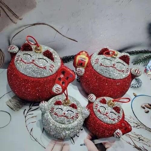 Lucky Cat Crystal Diamond Ceramic Tea Caddy Fortune Sealed Tank Portable Travel Storage Boxes Welcome Beckoning Good Luck Gifts