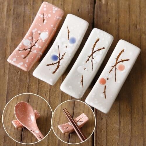 Ceramic Snowflake Chopsticks Holder Pillow Shape Chopstick Rack Japanese Style Kitchen Tableware Desktop Accessories
