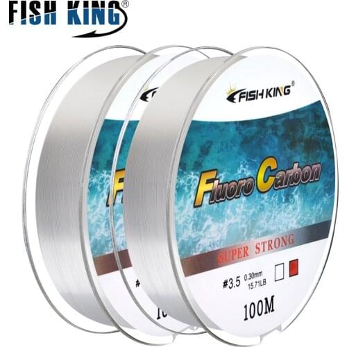 FISH KING 100M Fluorocarbon Coating Fishing Line 4.136LB-34.32LB Carbon Fiber Monofilament Leader Line Carp Fishing Sinking Line