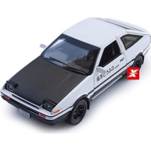 Hot 1:28 scale wheels Racing anime Initial D Toyota TRUENO AE86 metal model with light and sound diecast car pull back alloy toy