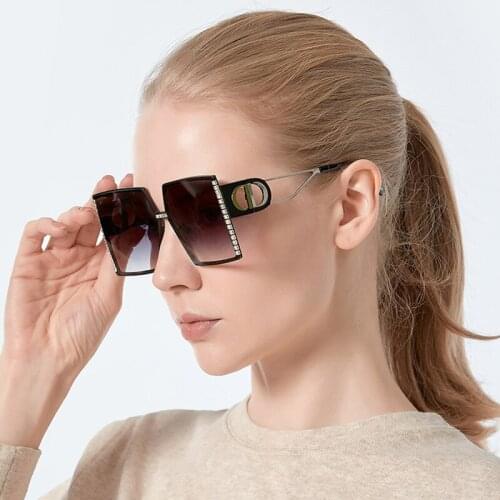 Fashion Oversized Diamond Sunglasses Women Luxury Brand Designer Rhinestone Sun Glasses Men Vintage Square Uv400 Ladies Eyewear