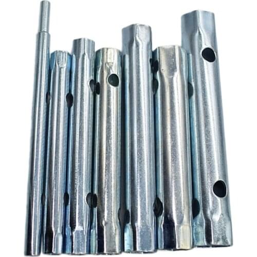 7pcs/Set Silver Tubular Box Spanner Set 6mm - 17mm Tube Spanner Wrench Metric Socket Set Repair Hand Tools