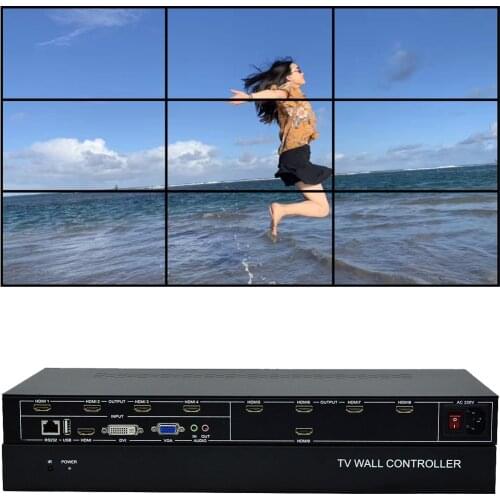 9 Channels TV Wall Controller 3x3 2x4 4x2 HDMI DVI VGA USB Video Processor TV Splicing Box With RS232 Control