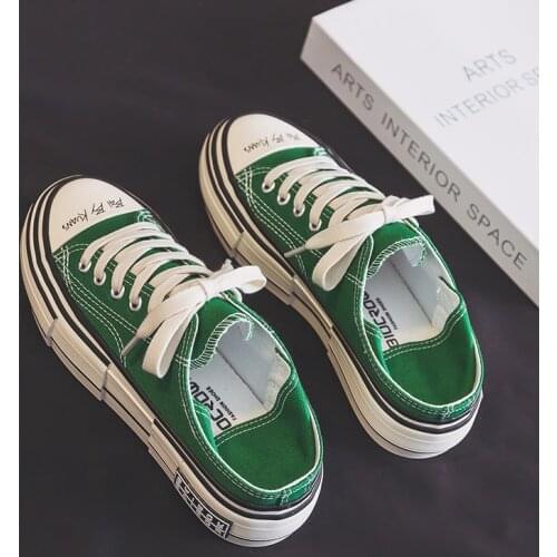 2021 Summer New Green Two-wear Thick-soled Canvas Shoes Womens All-match Casual Half-drag Thin Breathable Board Shoes Girls