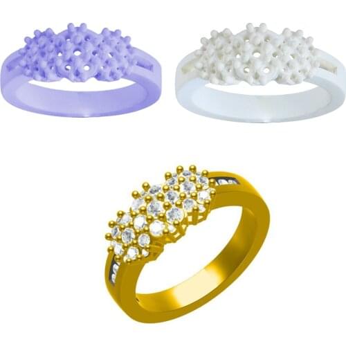 Wholesale Low Price Casting Resin Printing Service for Ring with Round Shape Stone Hole Jewelry Industrial 3D Model