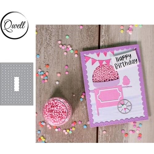 QWELL 5pcs/set Scallop Rectangle Frame Metal Cutting Dies Set 2021 New DIY Scrapbooking Album Cards Paper Craft Making Template