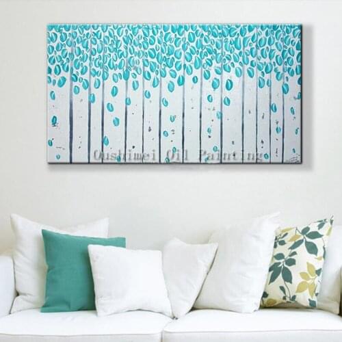 Hand Painted Modern Landcape Picture on Canvas Wall Art Knife Birches Tree View Painting Hang Paintings Oil Painting