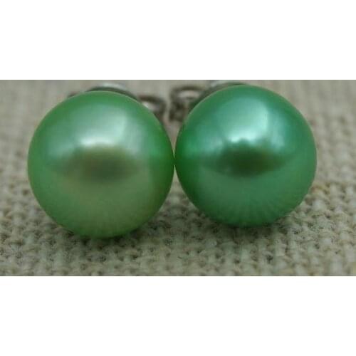 Genuine Pearl Earrings One Pair Light Green Pearl Earring AA 7-8MM Real Freshwater Pearl Earring S925 Sterling Silvers Stud