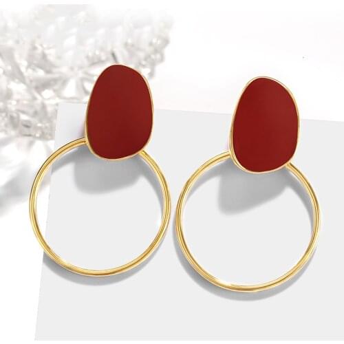 Simple Trendy Sweet Golden Geometric Round Earrings For Women New Fashion Boucle D'reille Femme Aeecssories Boho Jewelry Brincos