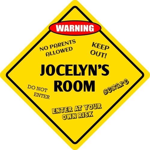 StickerPirate Jocelyns Room Funny Kids Room Door Warning Danger Metal Novelty Sign Aluminum