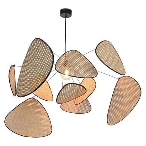 Southeast Asia Simplicity Chandelier Living Room Lighting Dining Room Chandelier Creative Leaf Grid Rural Hand Made Rattan Lamp