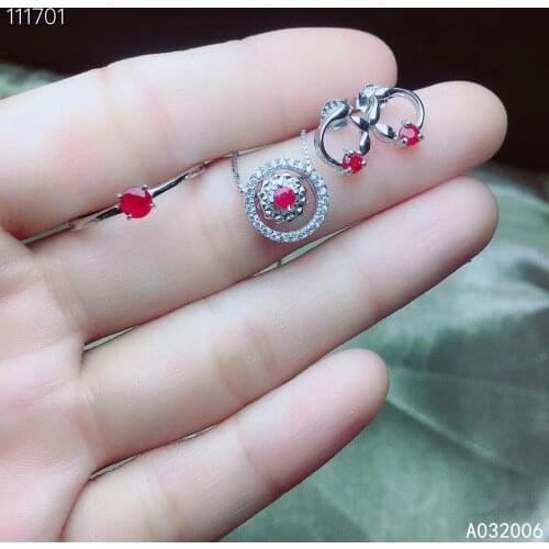KJJEAXCMY fine jewelry 925 sterling silver natural ruby earrings ring pendant necklace popular ladies suit support testing