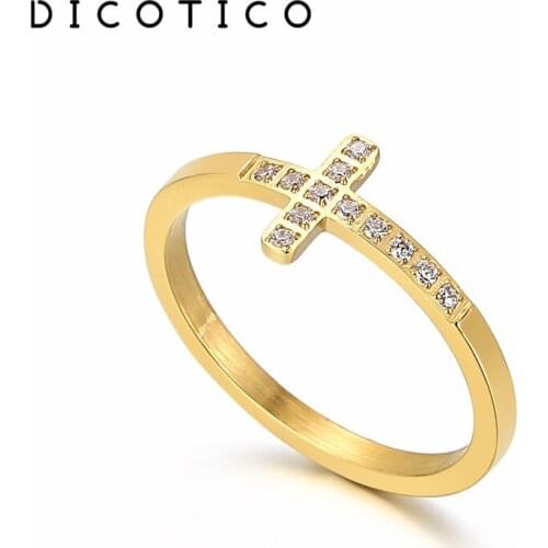 Simple Rings For Women Stainless Steel Mujer Anillos Women Cross Cubic Zirconia Wedding Bands Ring Bague Jewelry Gifts 2021