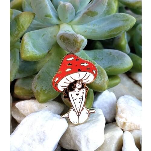 Red Mushroom Girl Hard Enamel Pin Lapel Pins Badge Brooch Jewelry Accessories