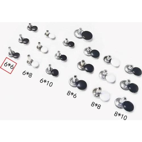 100 Set / Lot Foot Length 6mm Black White Double Cap Rivet Stud Nail Leathercraft Shoe Bag Handicrafts Supplies