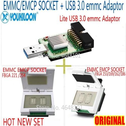 2020 NEW Original Lite USB3.0 SuperSpeed eMMC Reader+EMMC/EMCP Socket( FBGA 153/169/162/186 ,FBGA 221/254)For UFI BOX
