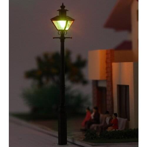 3pcs Model Railway Antique 1:87 Lamps Street Lights HO Scale Green LQS01 High Quatity