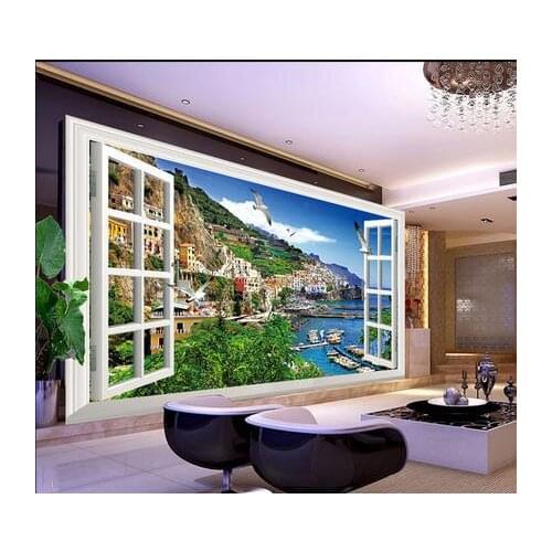 3D wallpaper custom photo wallpapers mural 3 d window scenery sea bridge TV setting wall papers home decoration